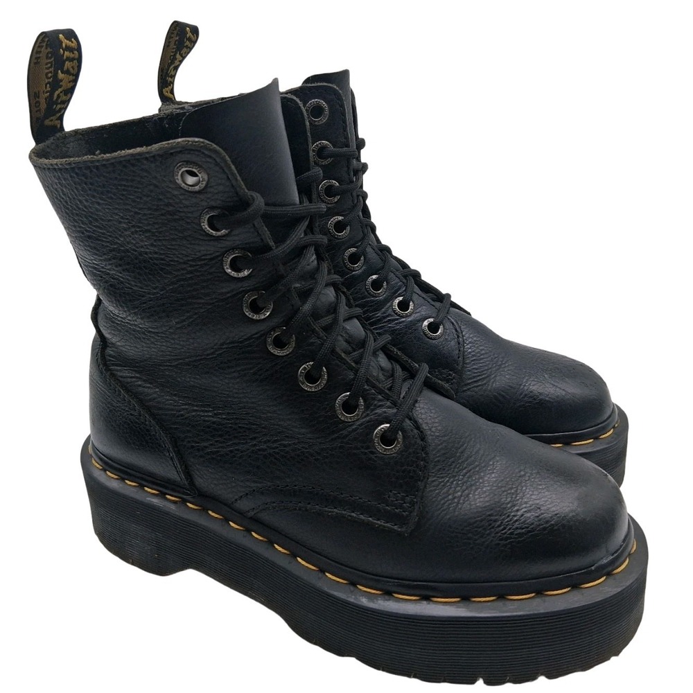 Dr Martens Jadon II Boots Womens Size 7 Black Leather Platform Ankle Zip Lace Up